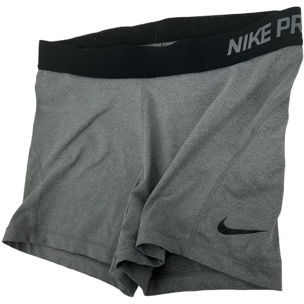 Womens Grey Black Nike Pro Dri-Fit Spandex Volleyball 3.5 inch Shorts Size Large